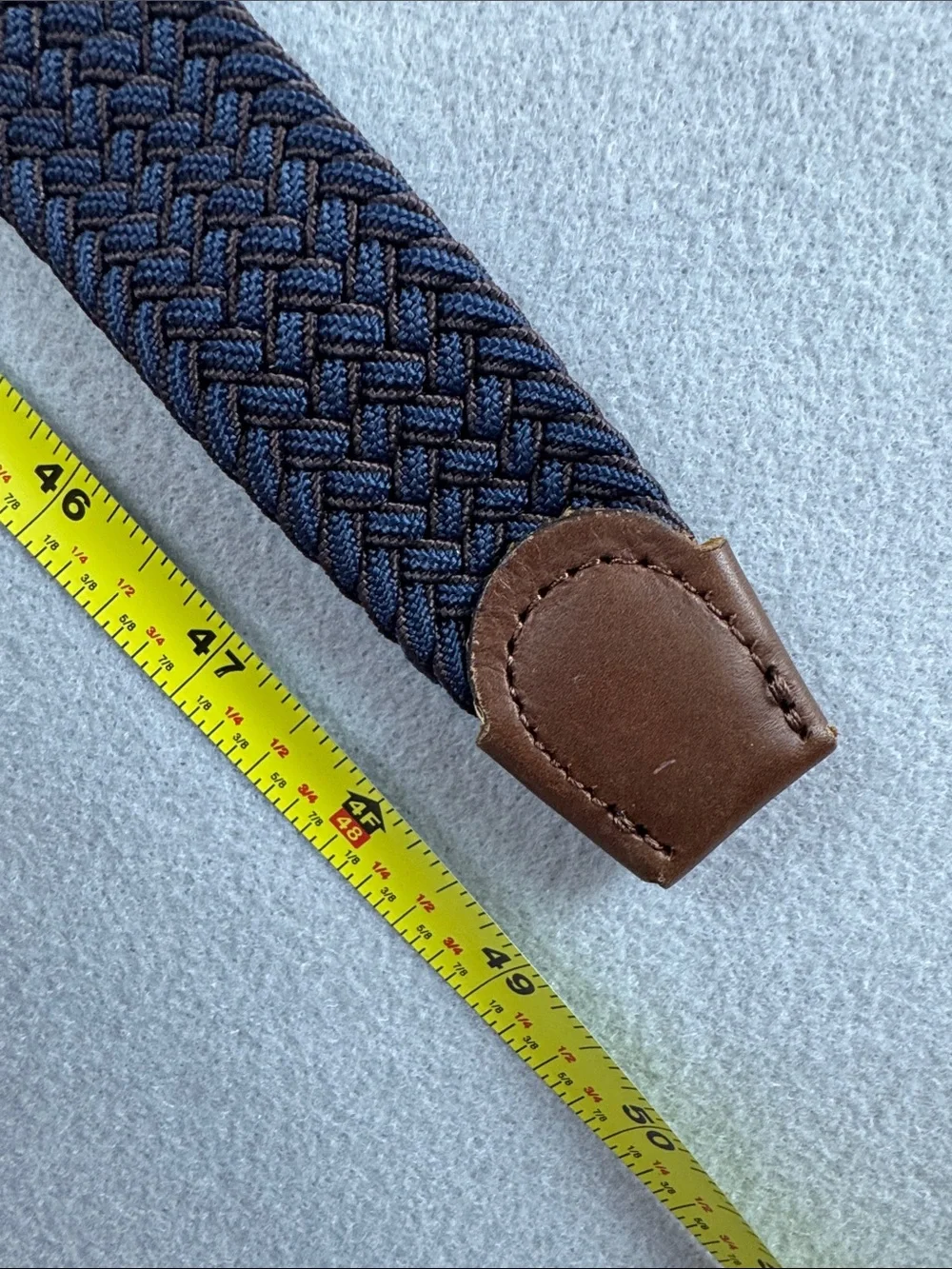 Tommy Bahama Blue Brown Braided Reversible Stretch Belt Silver Buckle Size L/XL
